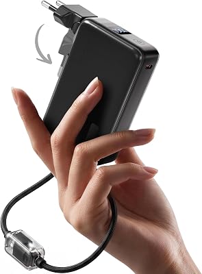 💎 75% MEGA DEAL! Power Bank 10000mAh, Powerbank für iPhone mit Integriertem Klappbaren EU-Stecker & Robuste USB-C & iOS-Kabel, 22.5W Schnellladung, Kompakt & Flugzeugtauglich – für iPhone 17/Pro Max/16/15/14 & iPad
