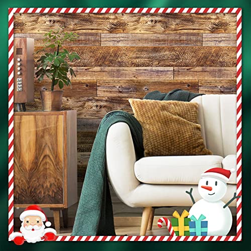 Yun-Aeon Brown Wood Peel And Stick Wallpaper 17.7" X 400"Coffee Brown Pvc Self Adhesive Wood Wall Peel And Stick Paper For Wall Covering Furniture Countertop Kitchen Christmas Diy #TOP1