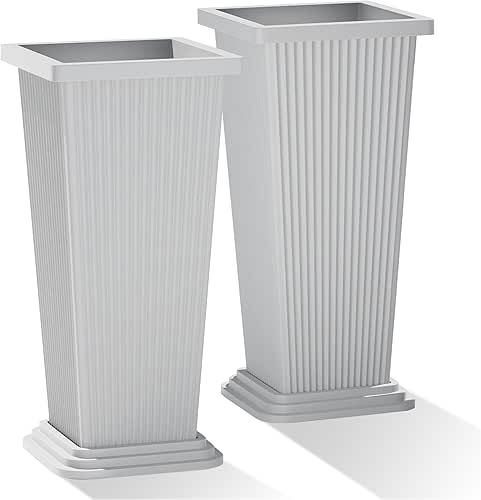 Tall Planters Set of 2, Large Indoor Outdoor Flower Pots