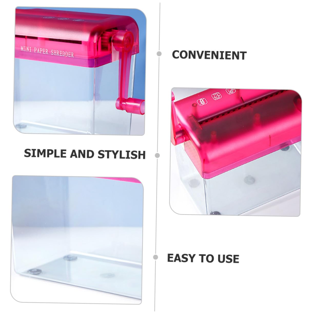 Petit Destructeur de Papier Manuel Compact de Table Rouge pour Bureau