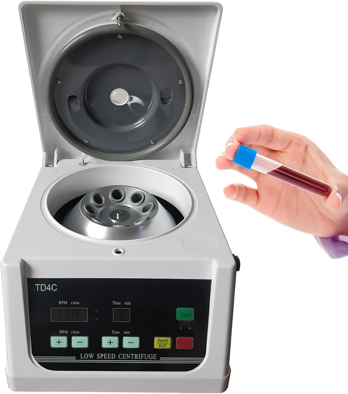 Lab Centrifuge Machine, Digital Benchtop Centrifuge, Adjustable 0-4000 RPM, 2150xg Centrifugal Force, Low Noise, Long Service Life, Ideal for Laboratory and Biological Applications