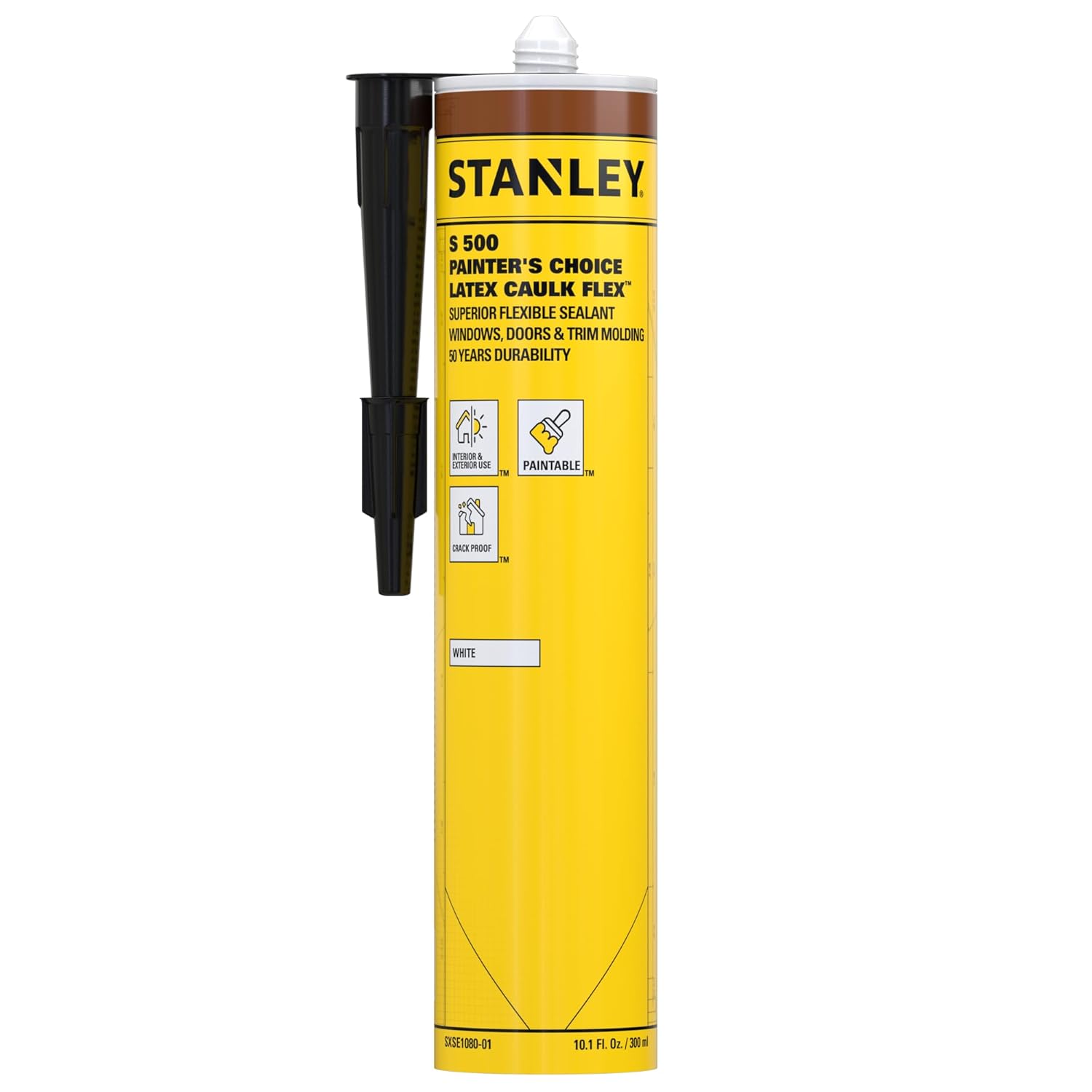 Stanley Ultra Performance Caulk Acrylic Sealant - Painters' Acrylic Latex Interior & Exterior Caulk for Cracks and Ceiling, Waterproof, White, 10.1 fl.oz. 12 Pack