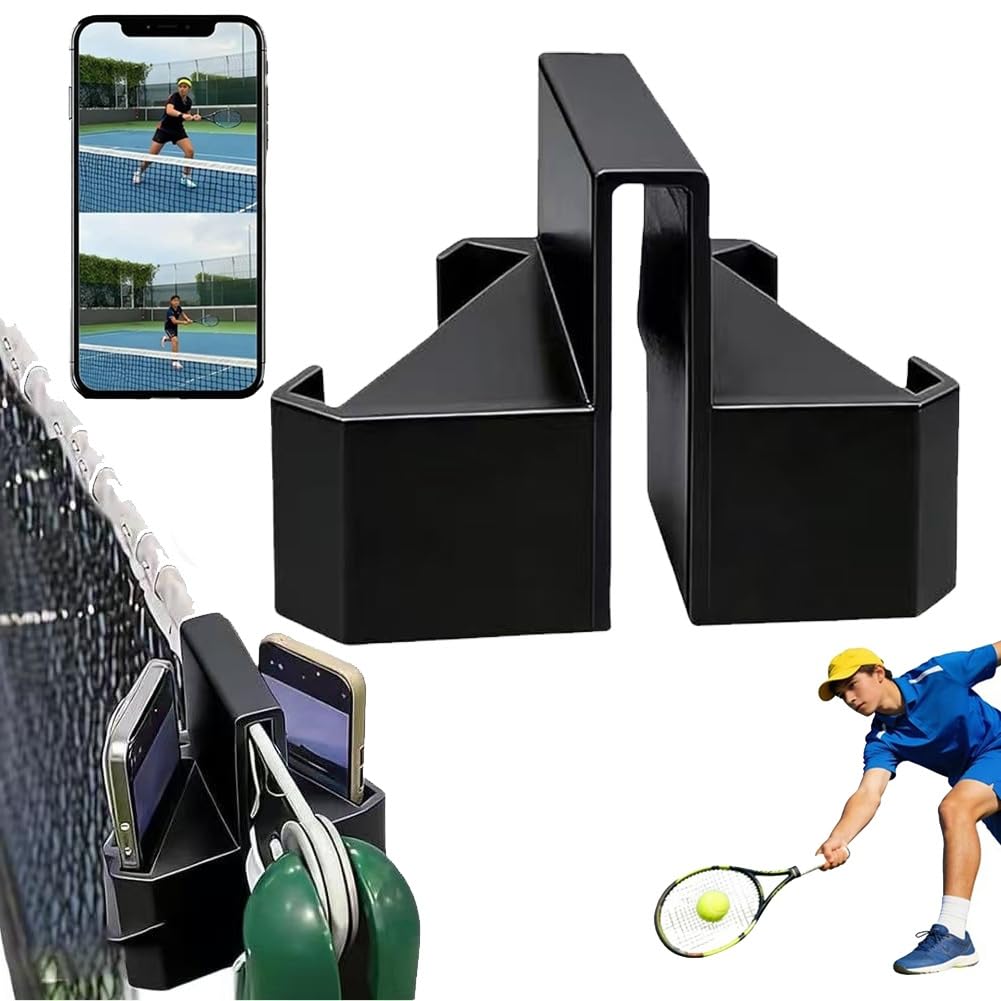 Tennis Camera Mount, Tennis Net Camera Mount, Padel Tennis Net Phone Holder for Pickleball for Match Analysis, Practice & Coaching, Smartphone Mount for Padel Court Fence
