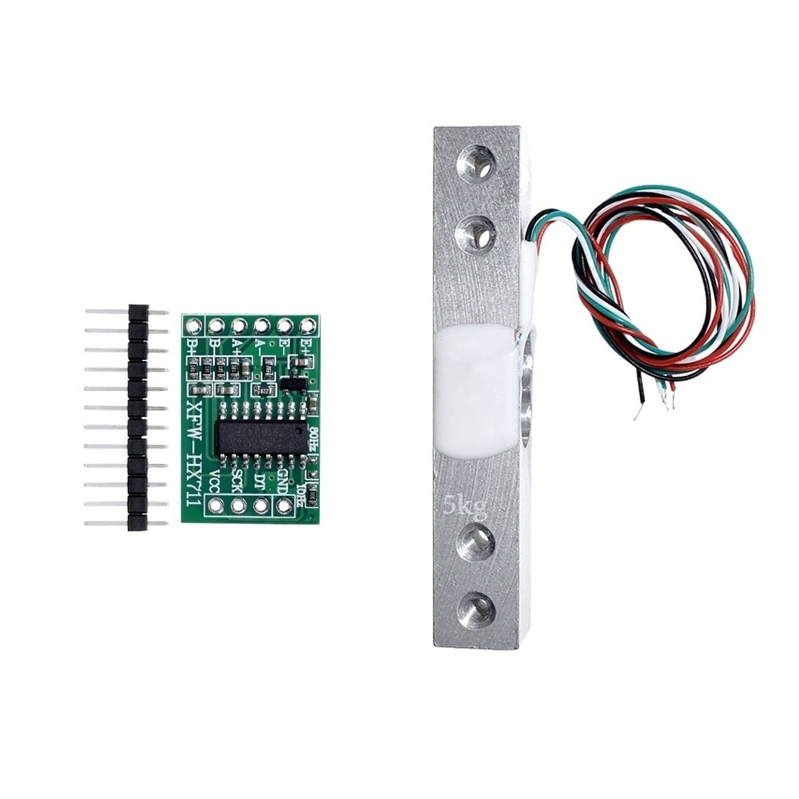 Load Cell, Load Cell 1KG 2KG 5KG 10KG 20KG HX711 AD Weight Sensor Module Electronic Scale Aluminum Alloy Weighing Pressure Sensor(5KG with HX711)