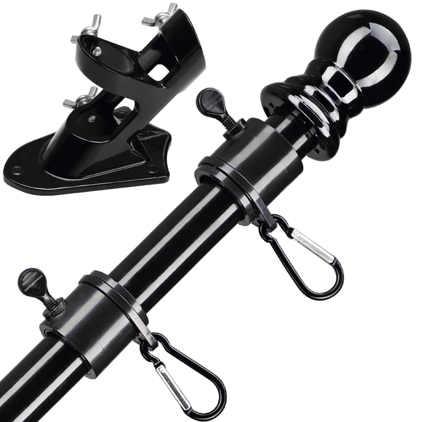 Bird Twig Flag Pole, 6FT Flag Pole Kit, Flag Pole for House, Residential or Commercial Black Flag Pole with Bracket