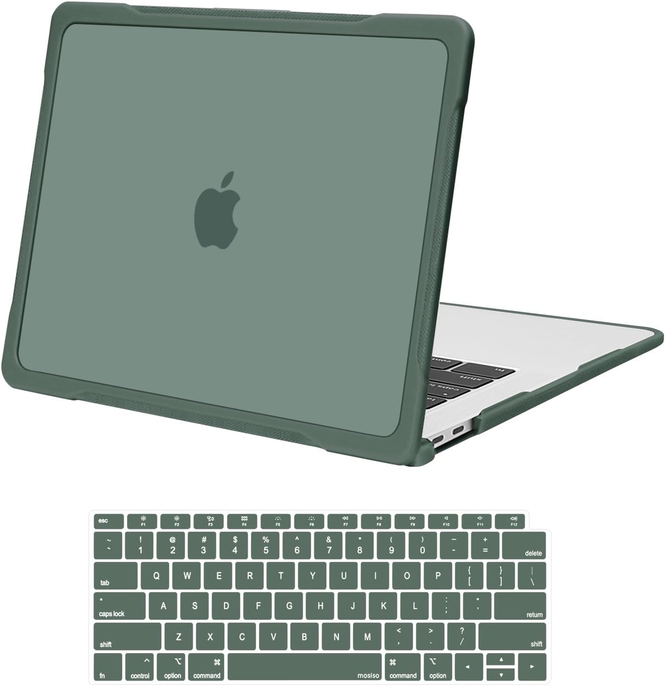 MOSISO Compatible with MacBook Air 13 inch Case M1 2021 2020 2019 2018 A2337 M1 A2179 A1932, Reduces-Fingerprints Case with Soft TPU Bumper Shell&Keyboard Cover for MacBook Air 13.3 M1, Emerald Green