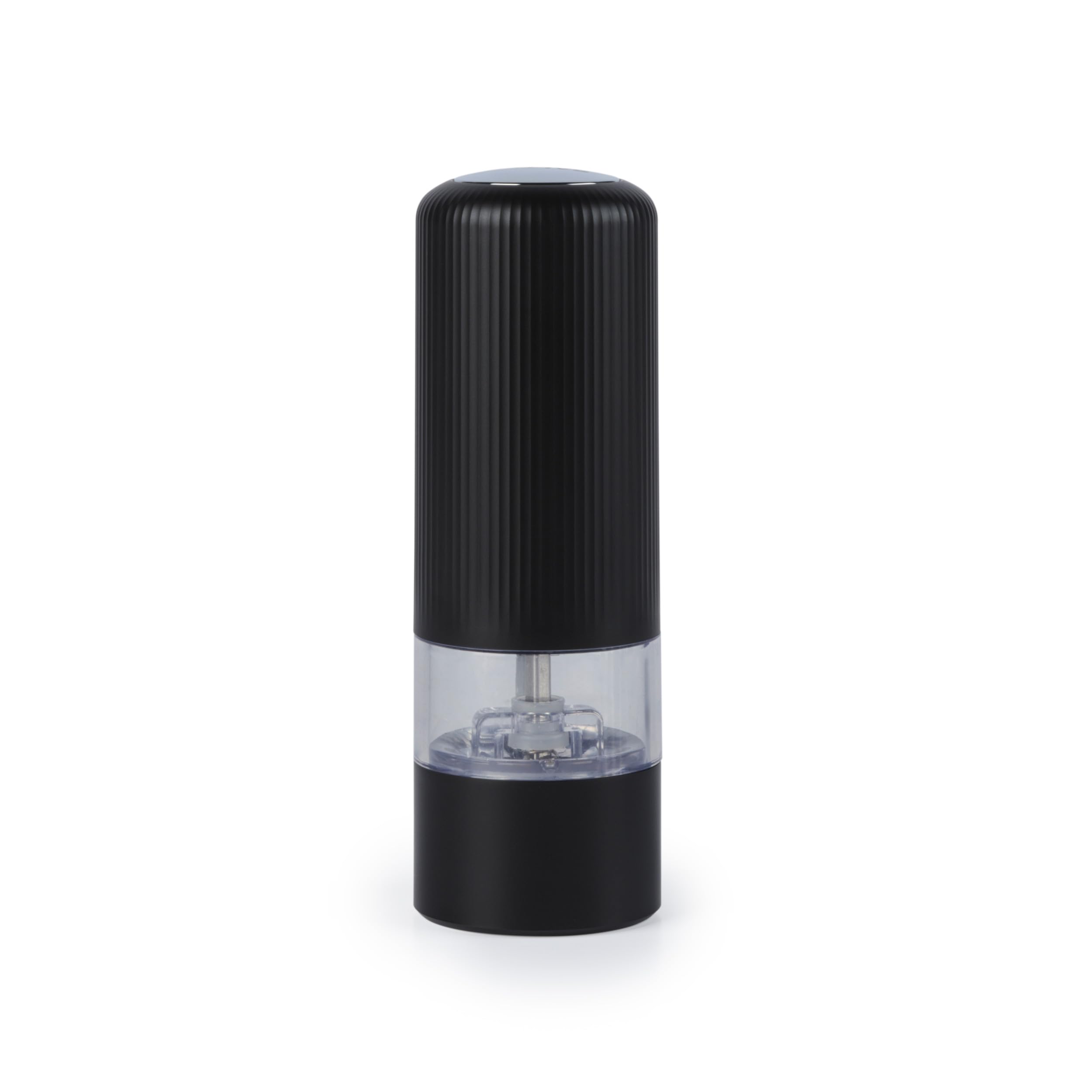 BW12958EU7 Clarence Electric Mill – Salt/Pepper Grinder, One Handed Easy Push Button Operation, Ribbed Design, Ceramic Grinding Mechanism, Adjustable Coarseness, Battery Powered, Black