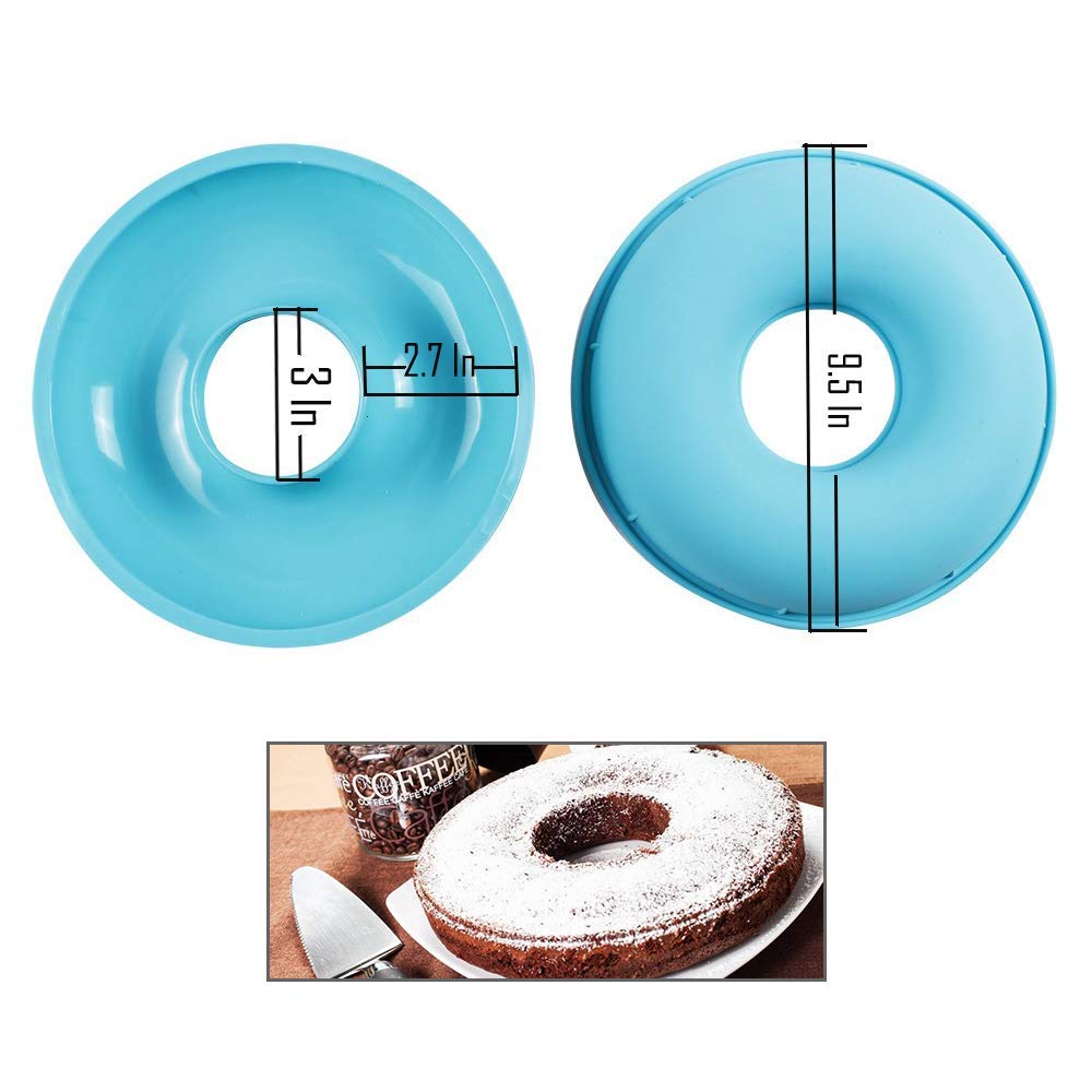 webake Stampo in Silicone per Torte a Forma di Grande Ciambella Antiaderente Stampi Ciambellone per Torte, Tortiera, Grande Gelatina, Pane, Ciambelloni, con anello, 24 cm