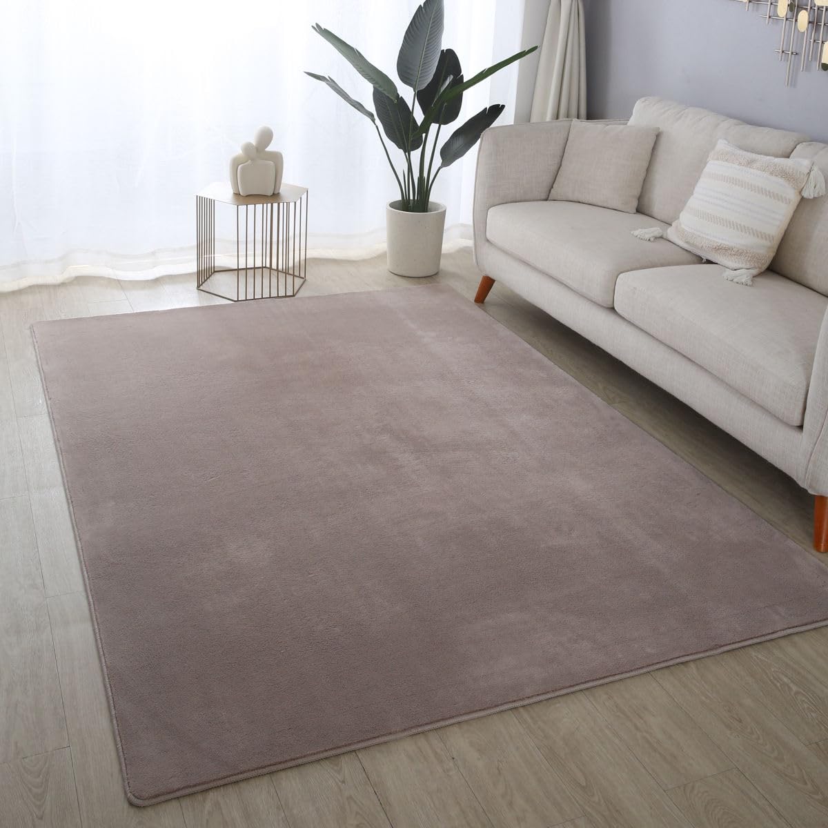 Ultra Soft Plush Anti-Slip Carpet Mat Living Room Large Area Rugs Modern Floor Bedroom Extra Large Size Non Shedding (Beige, 240 x 340 cm)
