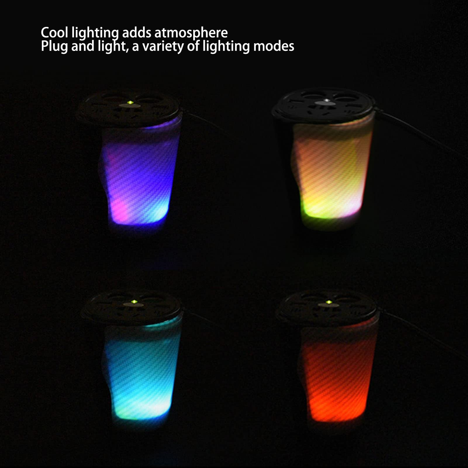 Convertidor de energía para automóvil de 150 W con luz LED de atmósfera controlada por voz Carga USB Aleación de aluminio en forma de taza para vehículos y viajes