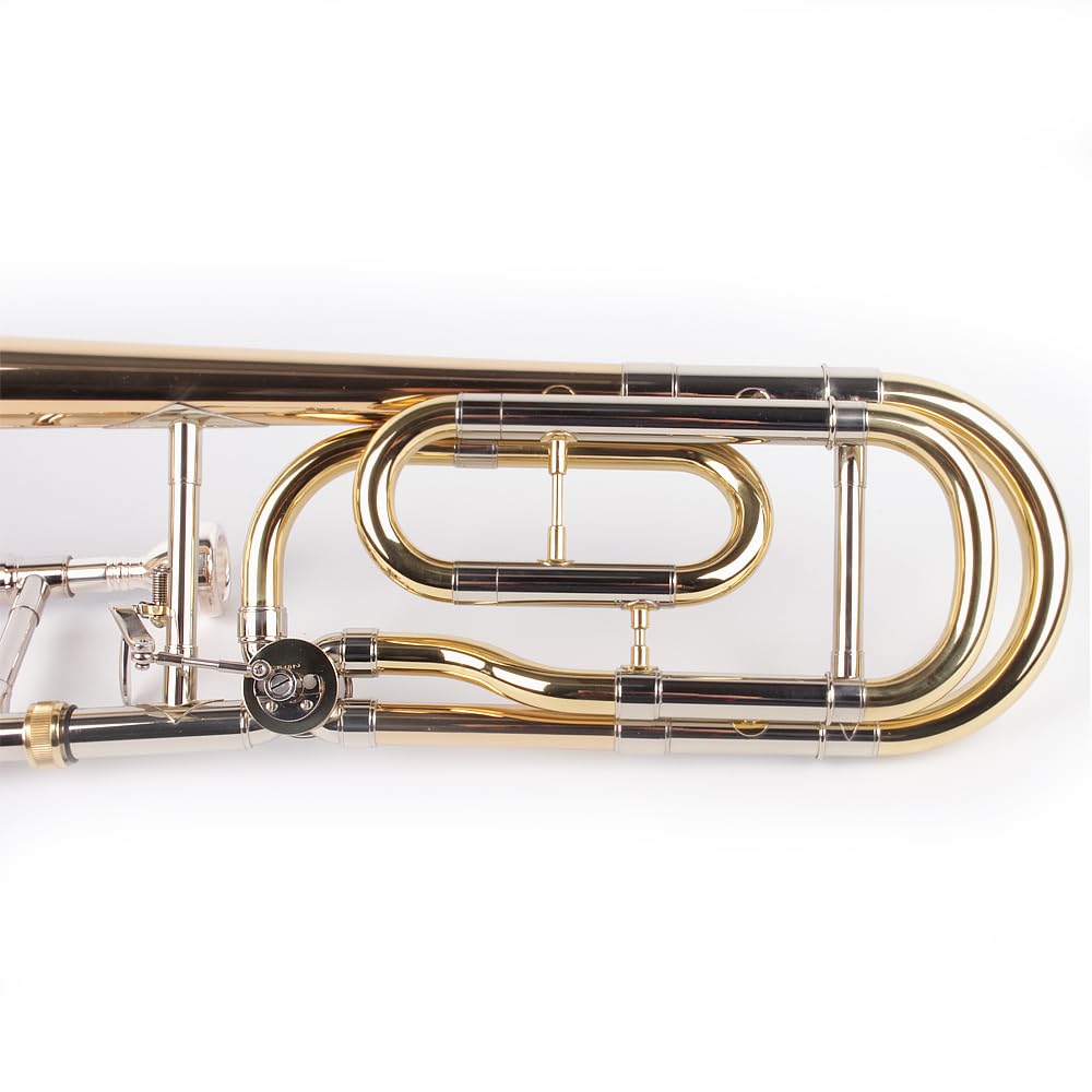 Bb/F High Grade Posaune Quartventil, Neusilber Goldmessing Softkoffer Mundstück