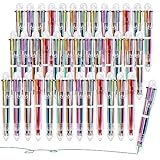 Enyeopd 48 Pack Multicolor Pen in One, Fun Pens for Kids Party Favors, Students Classroom Valentines Day Pen Bulk Gifts, Retractable Ballpoint RainBow Pens for Office School Supplies