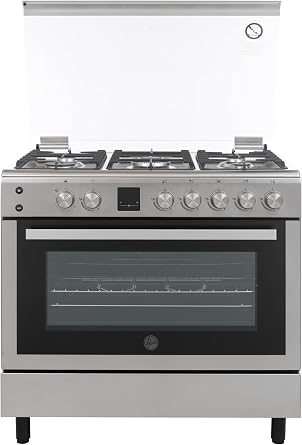 Hoover 90x60 cm Full Gas Oven with 5 Burners, Grill, Rotisserie, Auto Ignition, Safety Features, Cast Iron Pan Support, Stainless Steel, Made in Turkey - 1 Year Warranty - HGC-V95G-S - Best Deal Finder