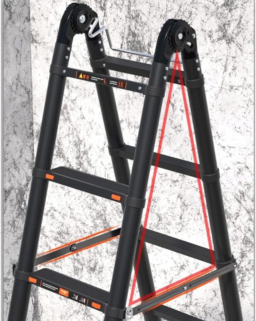 27 FT Aluminum Telescoping Ladder, with Spring Loaded Locking Mechanism，One-Button Retraction Extension Ladder, Collapsible Ladder (Size : 27ft) ( Size : 27ft ) - - 