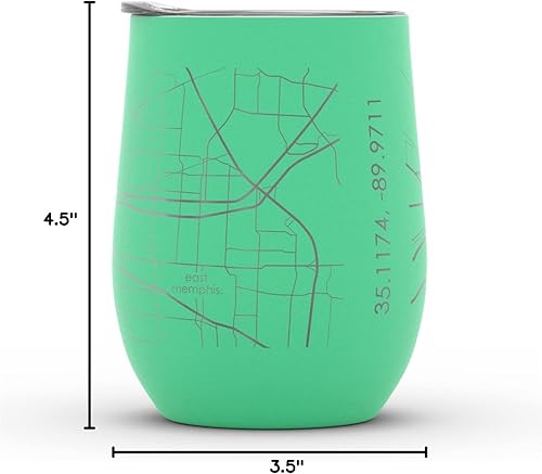 Vista 771 de Well Told Lexington Kentucky Map - Vaso de vino aislado con grabado de mapa de Kentucky, taza de acero inoxidable grabada (12 onzas, verde domingo)