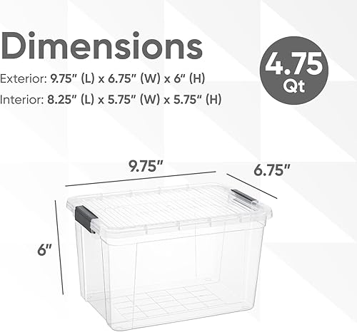 Miniatura 2 de Superio Caja de almacenamiento transparente con tapa, contenedores de plástico de 4.7 cuartos de galón para organizar, cajas apilables, sin BPA, no