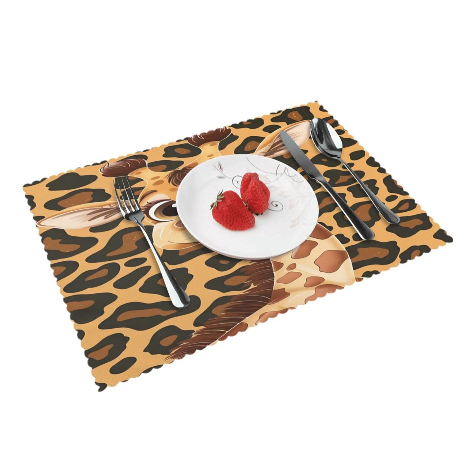 Cute Giraffe (2) Placemats Set of 4 Print Table Mats Place Mats Table Decor for Kitchen Dining 12X18 in
