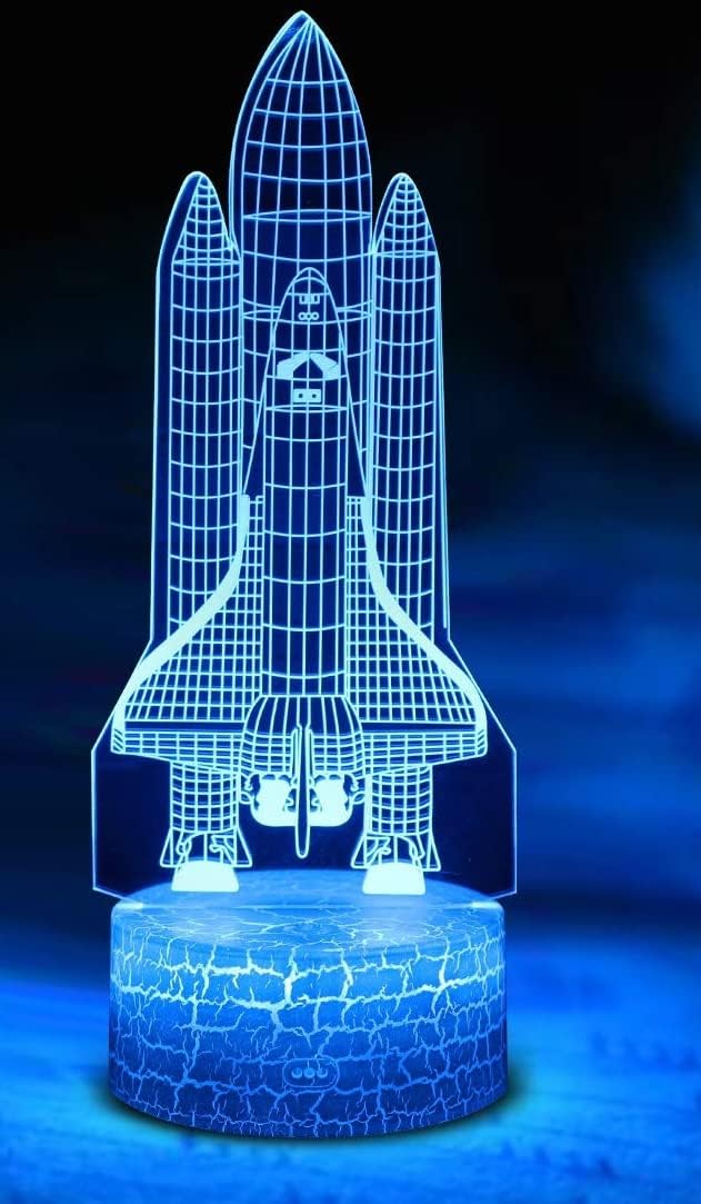 Rocket 3D Illusion Lamp Night Light for Kids,Rocket Toys for Boys,7 Years Boys Birthday Present, Boy Gift Age 10 9 8 7 6 5, Space Gift for Boys