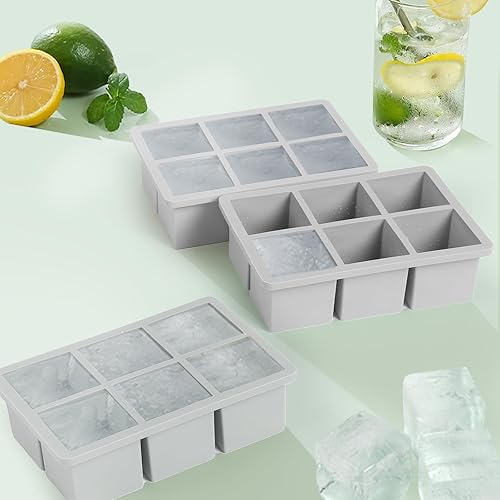 Miniatura 13 de Bandeja grande para cubitos de hielo, 2 unidades, moldes grandes de silicona para cubitos de hielo para whisky, bandejas de hielo cuadradas grandes
