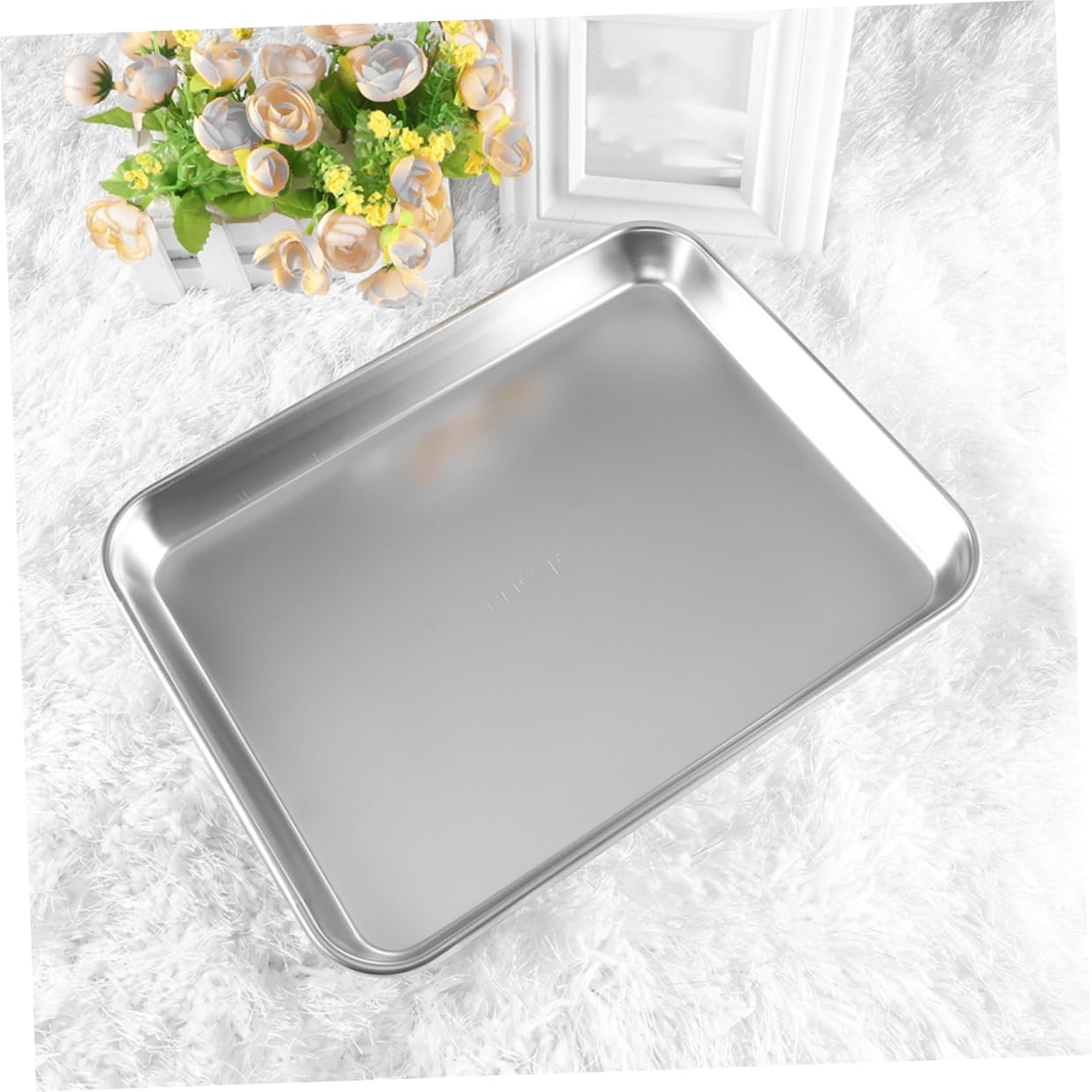 Cabilock 2pcs Stainless Steel Medical Storage Tray Flat Instrument Trays for Laboratory Supplies Safe Design for Medical Facilities