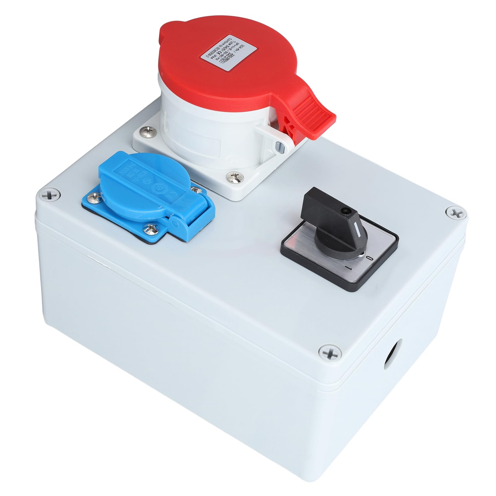 Enchufe de Pared CEE Caja Distribuidora de Energía ABS CEE 5P 32A con Salida EU 16A IP44 Interruptor de Perilla de 2 Niveles a Prueba de Agua para Energía Temporal en Edificios y Uso en