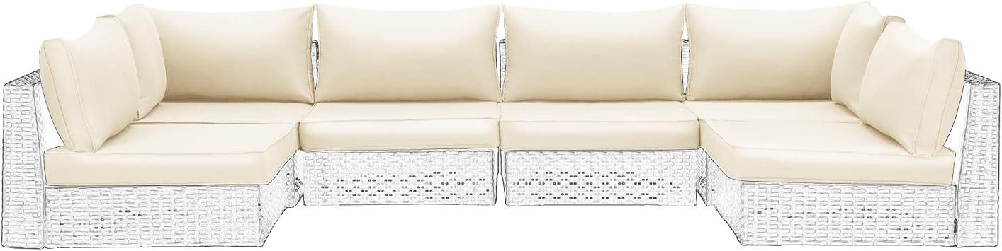 HOMREST 14-Piece Replacement Patio Furniture Cushions, Beige