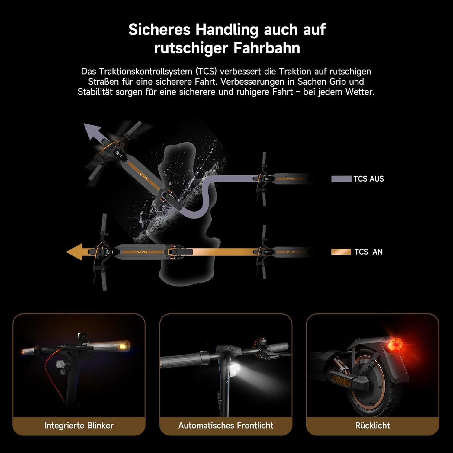 NAVEE GT3 Pro D E-Scooter Erwachsene 400W Motor | 60 km Reichweite | Vierfach-Federung | Klappbar (54 cm) mit IPX5 & TÜV-Zulassung Stadtscooter für Kopfsteinpflaster/Steigungen 22%