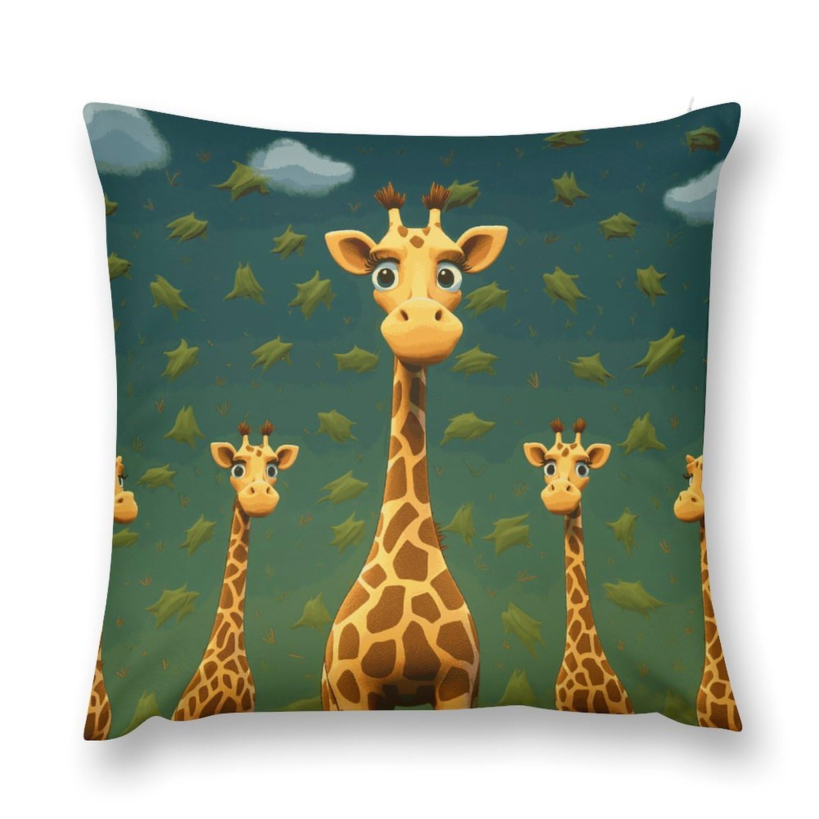 MUSM Cartoon Giraffe Throw Pillow Cover 24 "x24 Wrinkle&Fade Resistant Cozy Soft Plush Pillow Case Protector Double-Sided Personalized Pillowcase Pillow Shams Cushion Cover for Home
