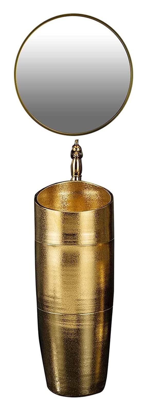 OLSKFUH Freestanding Pedestal Sink Floor Standing Art Sink Pedestal Sink Modern Pedestal Bathroom Sink With Single Faucet Hole And Sink Drain Porcelain Scratch And Stain Resistan,C-With Mirror