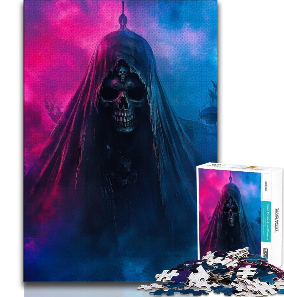 Puzzles for Adults 1000 Pieces Evil Skeleton 1000 Pieces for Teenagers,Stress Reliever Staycation Kill Time Parent-child Interaction 38x26cm
