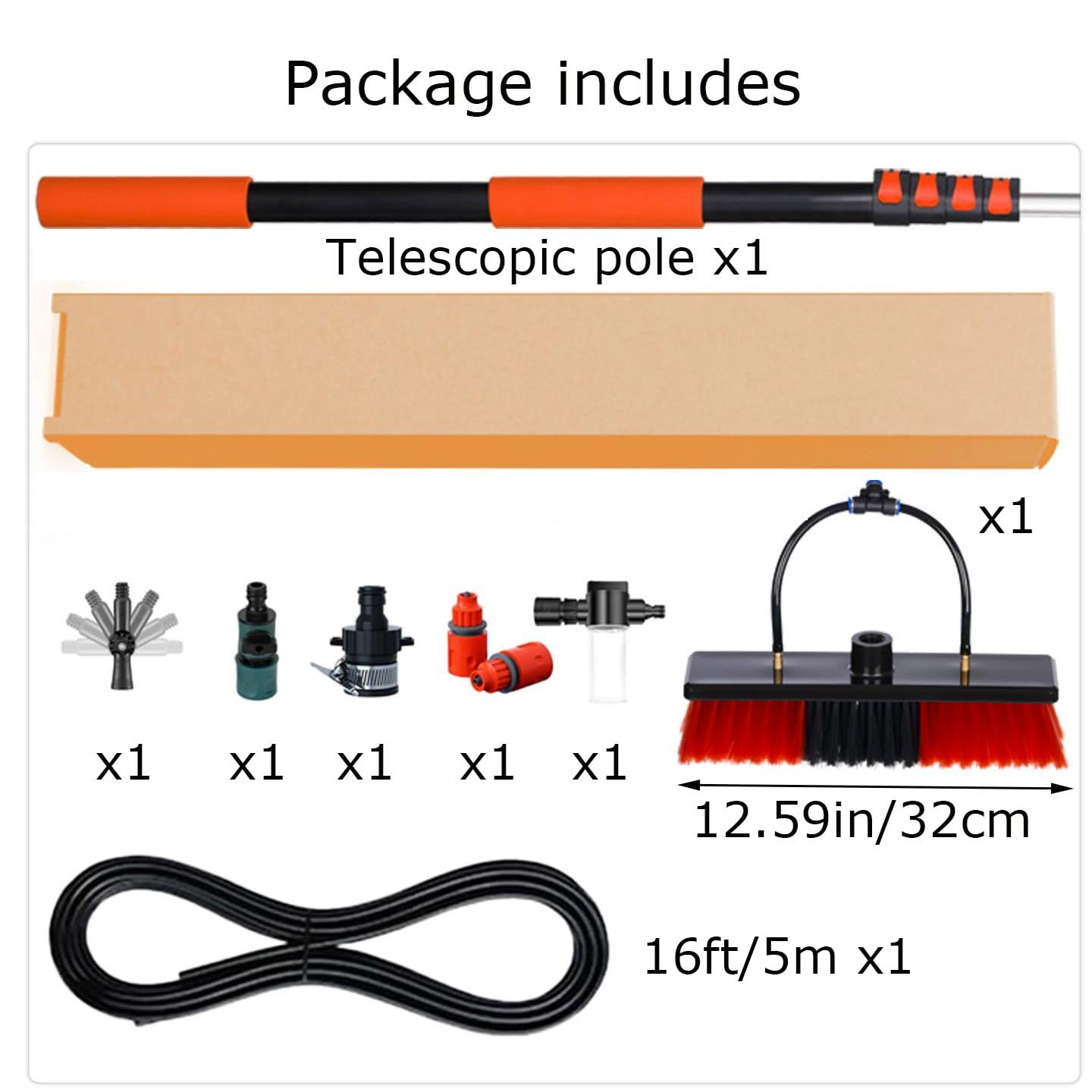 Kit Pulizia Pannelli Fotovoltaici Telescopica 32cm Brush,12FT