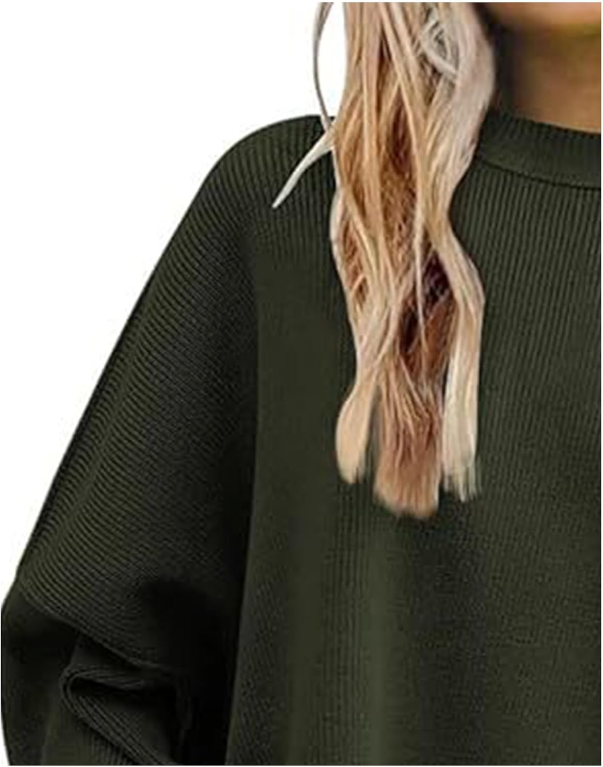 SEMATOMALA Women's Oversized Plain Batwing Sweaters Fall Winter Crewneck Trendy Pullover Knit Jumper Tops - Image 3