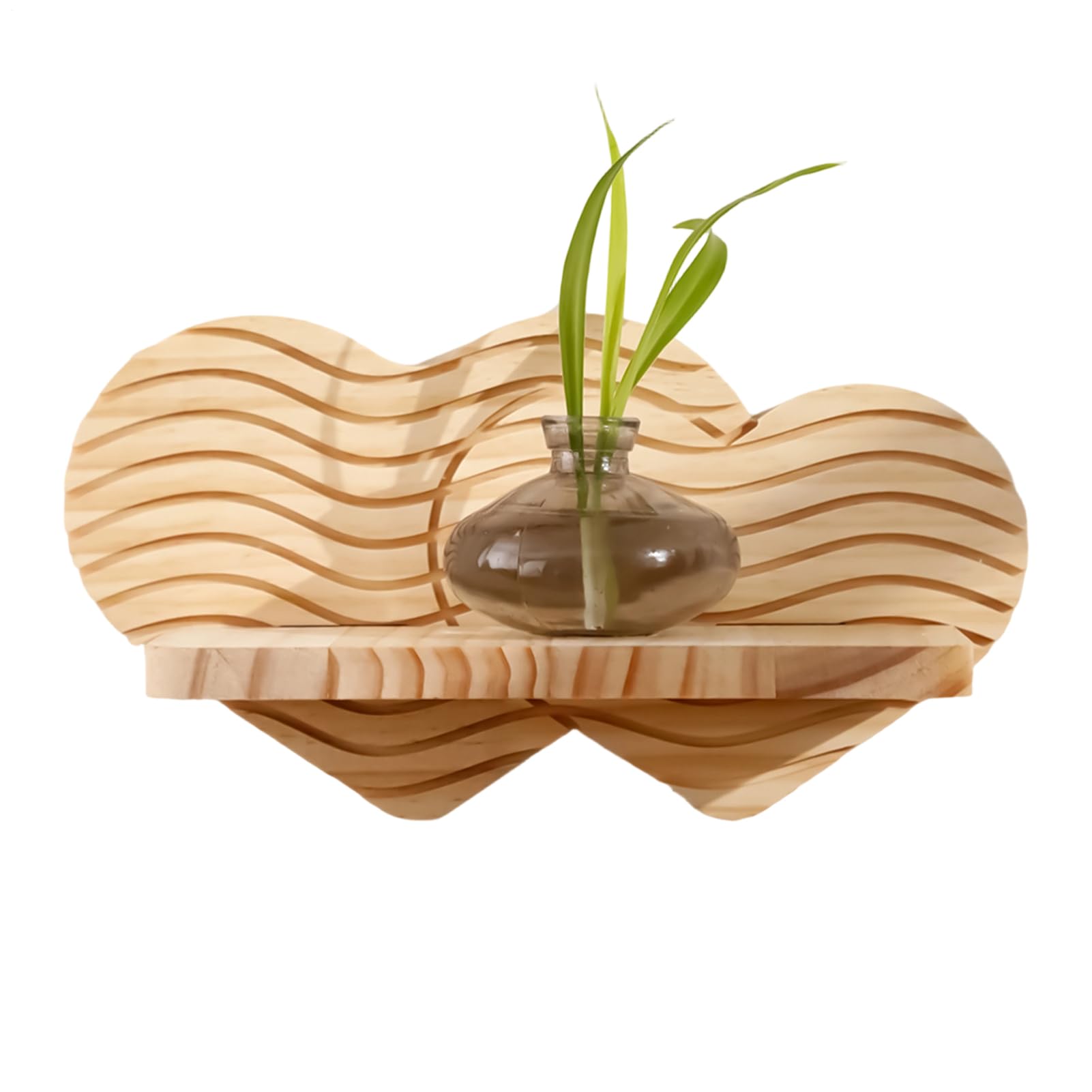 Étagères flottantes cœur bois étagère murale livre pot fleur bougie