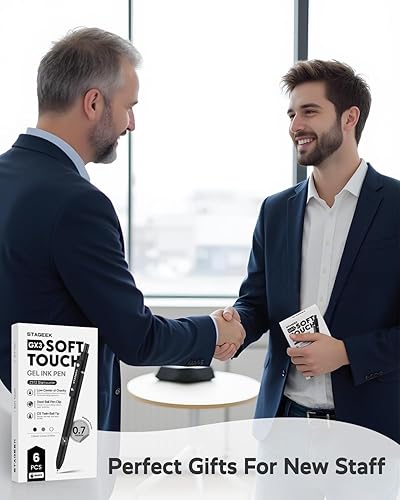 Miniatura 7 de Bolígrafos de gel negros, 6 bolígrafos de escritura suave de punta fina con 3 recambios adicionales, bolígrafos de tinta negra para diario, oficina,