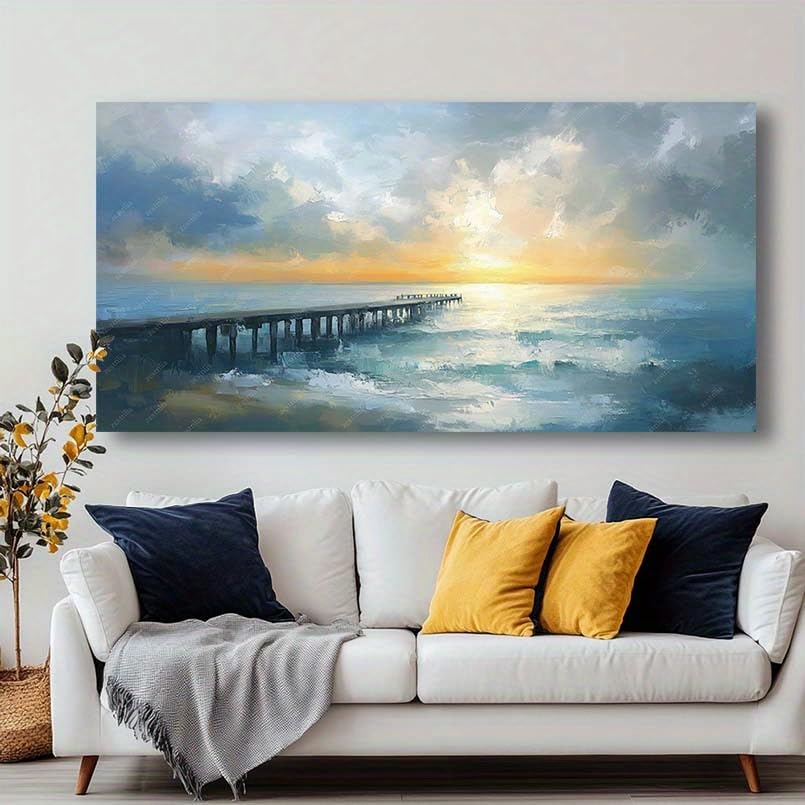 Scène de mer en tableau abstrait moderne pour sublimer la décoration de votre salon
