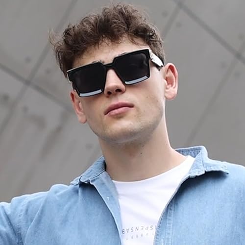 Miniatura 6 de SHEEN KELLY Gafas de sol rectangulares retro para mujeres y hombres, cuadrados, vintage, gruesos, graduales, lentes dorados de lujo