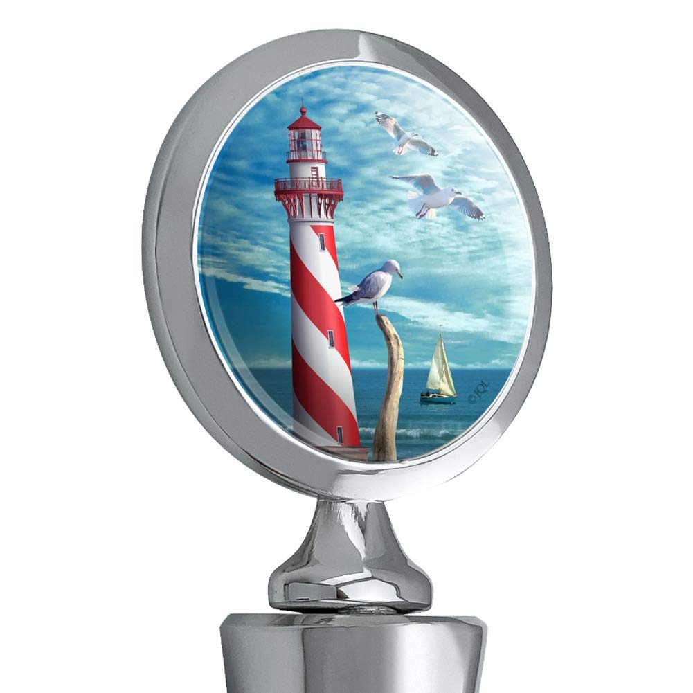 Lighthouse Seashore Ocean Beach Seagulls Sailboat Wine Bottle Stopper