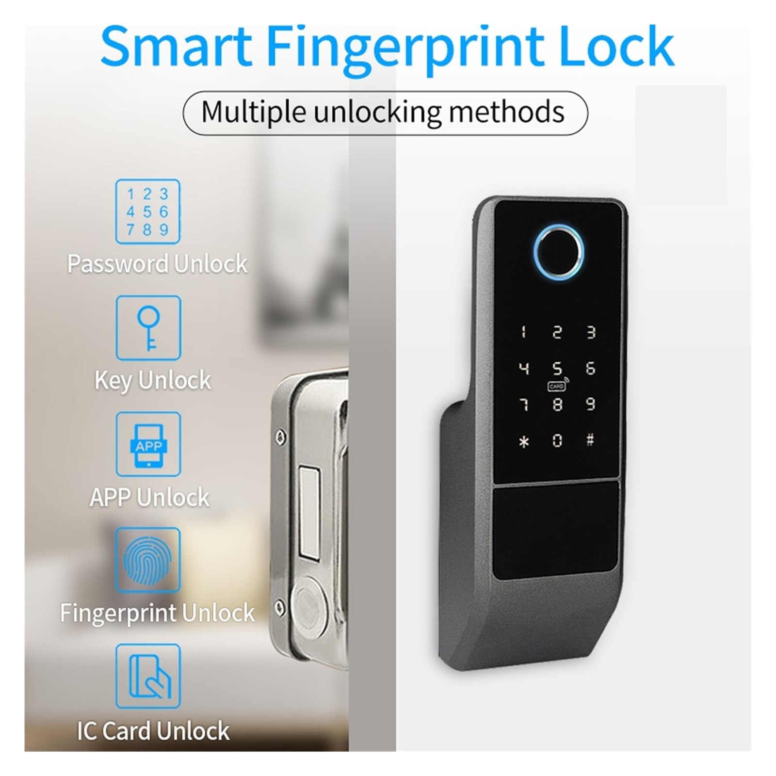 Serratura Intelligente, Serratura for porta intelligente senza chiave con codice di accesso for serratura for cancello esterno impermeabile impronta digitale Bluetooth