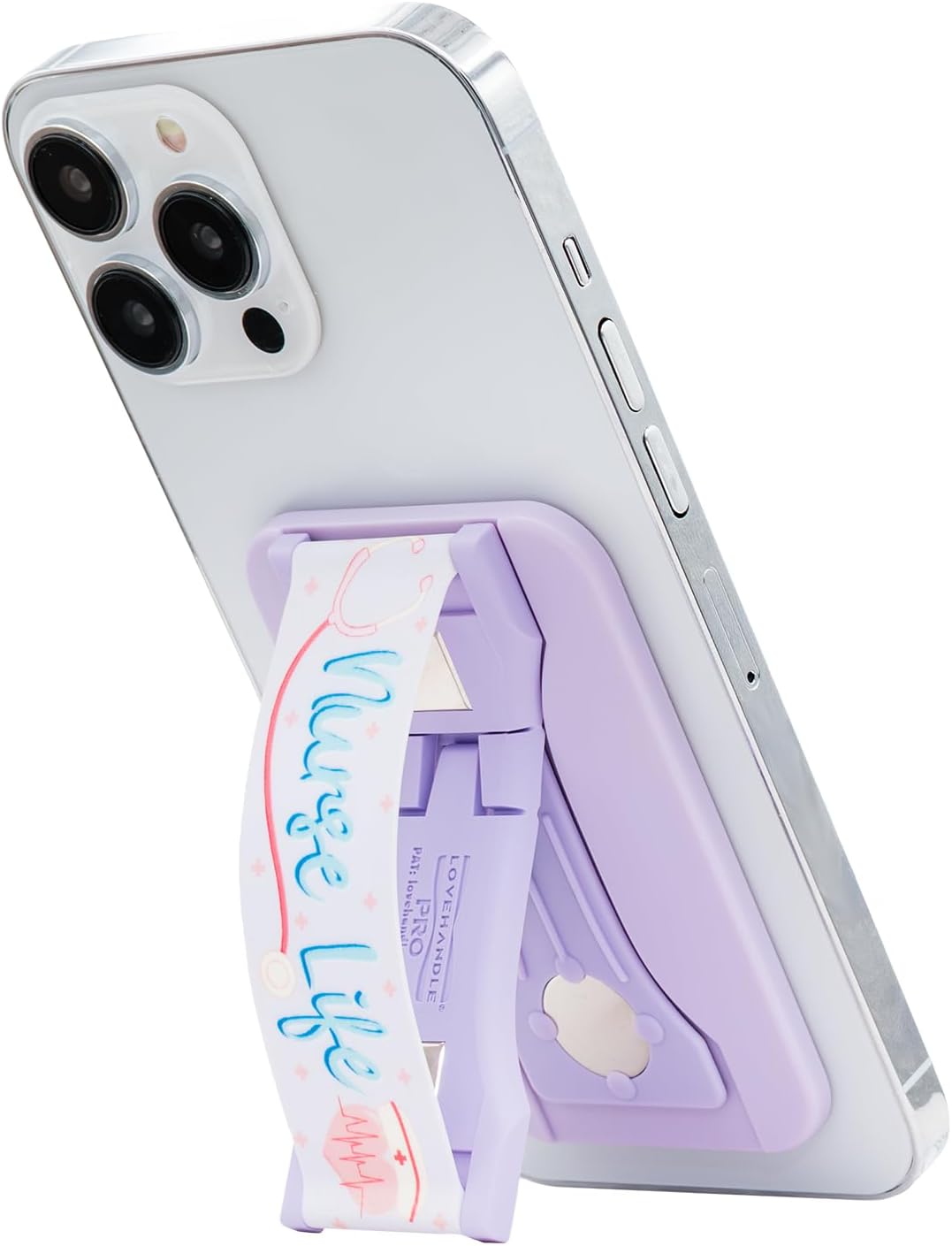 LoveHandle PRO MagSafe Compatible Magnetic Phone Grip w/Kickstand - Mount, Strap and Stand for Smartphone and Tablet - MagSafe Ring Included - Fits All Devices - Nurse Life