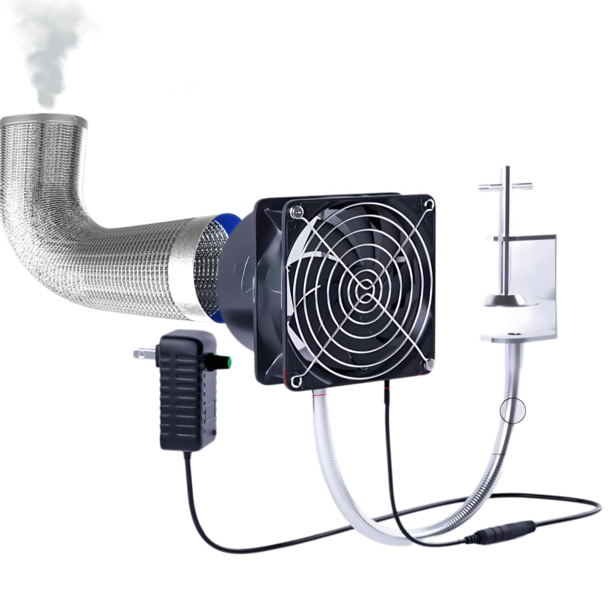 Fume Extractor Adjustable Suction Power Solder with 10-foot smoke exhaust pipe blower fan for Soldering Stained Glass Laser Engraving DIY Projects