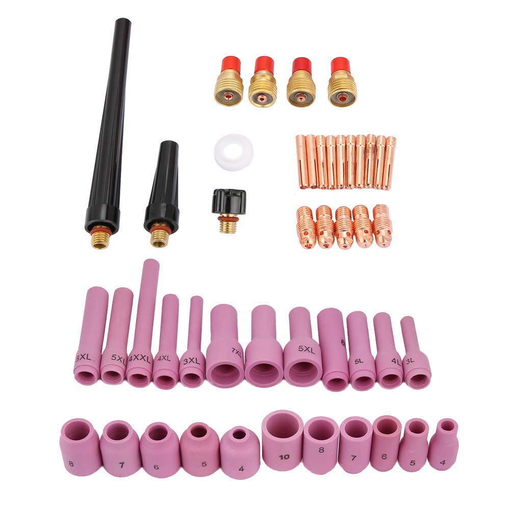 Akozon 46pcs Set di Materiali di Consumo per Torcia per la Serie WP -9/20/25 - Ugelli TIG, Parti degli Ugelli del Gas, Accessori Essenziali di Saldatura
