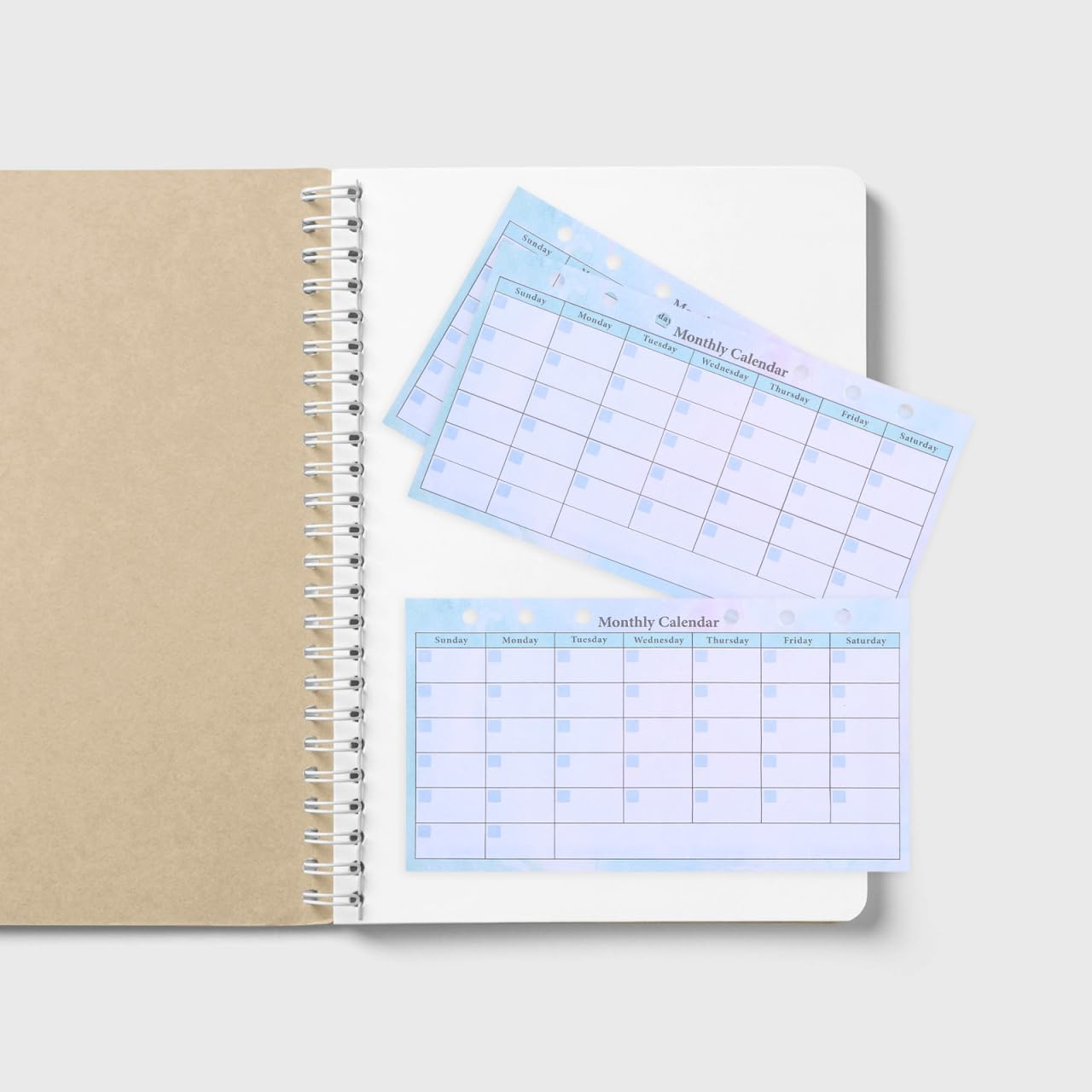 A6 Monthly Planner Refill 14 Sheets 6-Hole Binder Inserts image 2