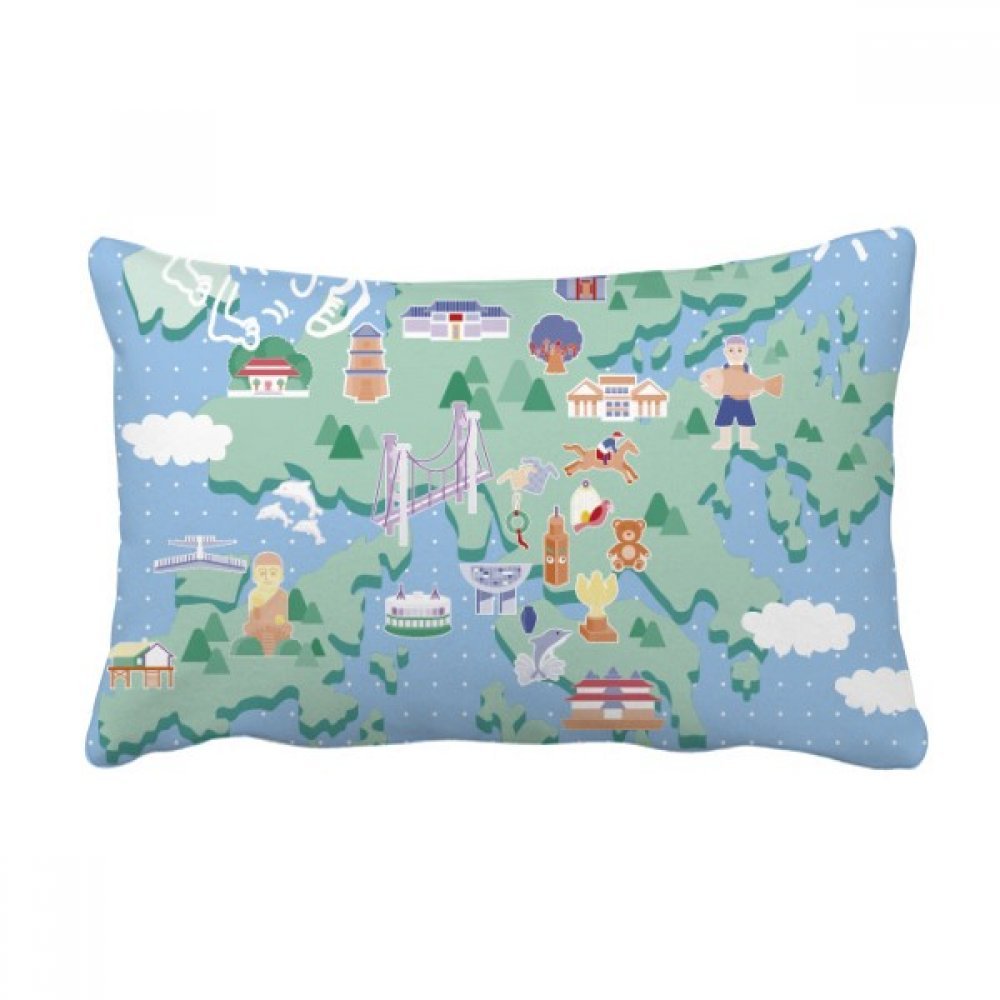 Coussin lombaire carte de Hong Kong multicolore 40x60 cm pour canapé