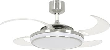 Fanaway 21103601 Evo1 Retractable 4 Blade Indoor Ceiling Fan with Dimmable LED Light Kit and Remote Control, 48 Inch, Brushed Chrome