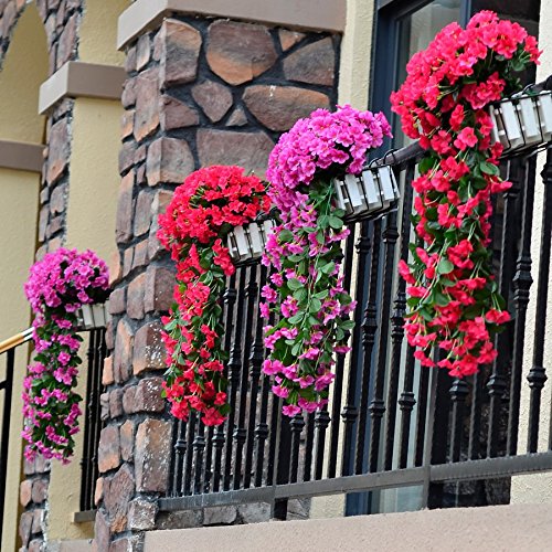 Artificial Violet Ivy Flowers, 2Pcs Silk Hanging Basket Lifelike Garland For Home Wedding Garden/Yard String Floral Decoration (Pink) #TOP5