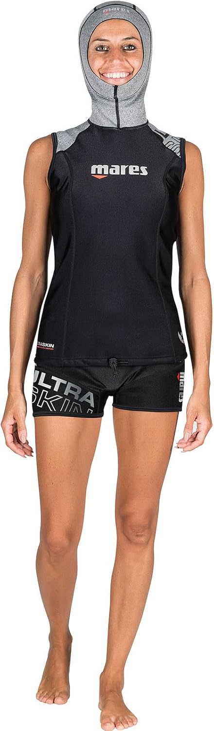 MARES Women's Ultra Skin - Sleeveless with Hood - She Dives UPF 50+ Water Sports Under Wetsuit & Drysuit Top