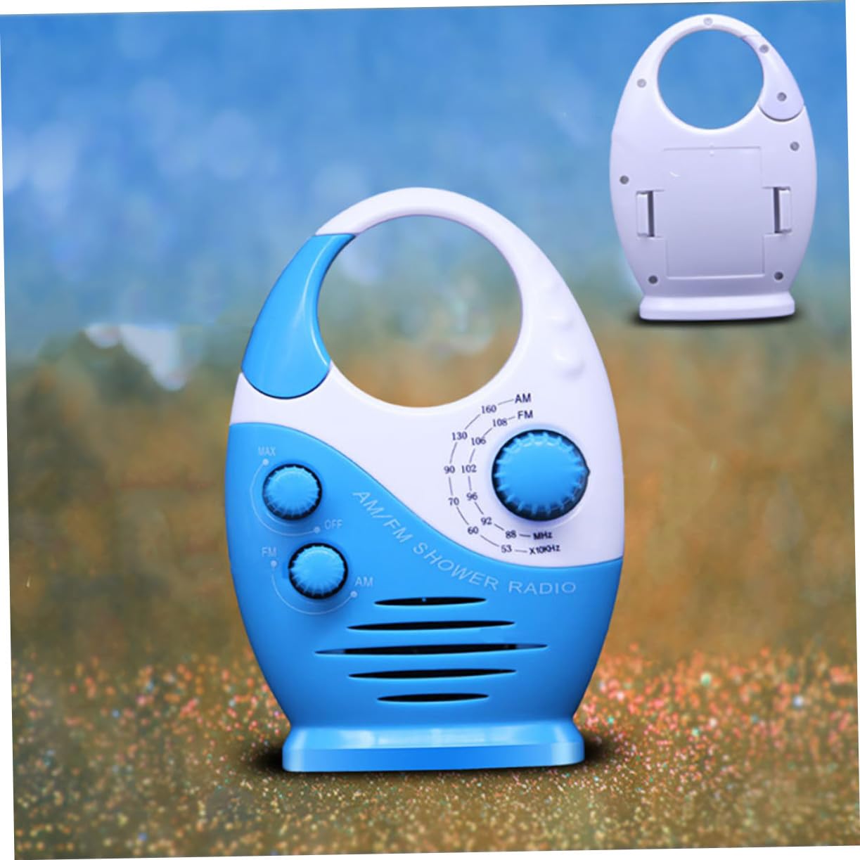 Radio de Ducha Portátil y Resistente al Agua Altavoz Integrado, Mini Radio Am/FM de Material Abs Adecuado para Baño y Viajes