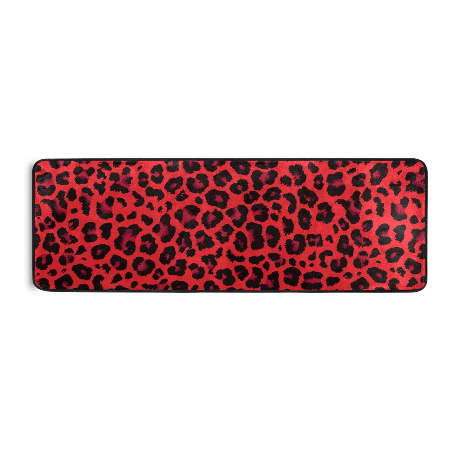 OREZI Red Leopard Print Cheeath Runner Rug Non Slip Hallway Entry Carpet Kitchen Rug for Home Dining Living Room Bedroom 72" X 24",Machine Washable