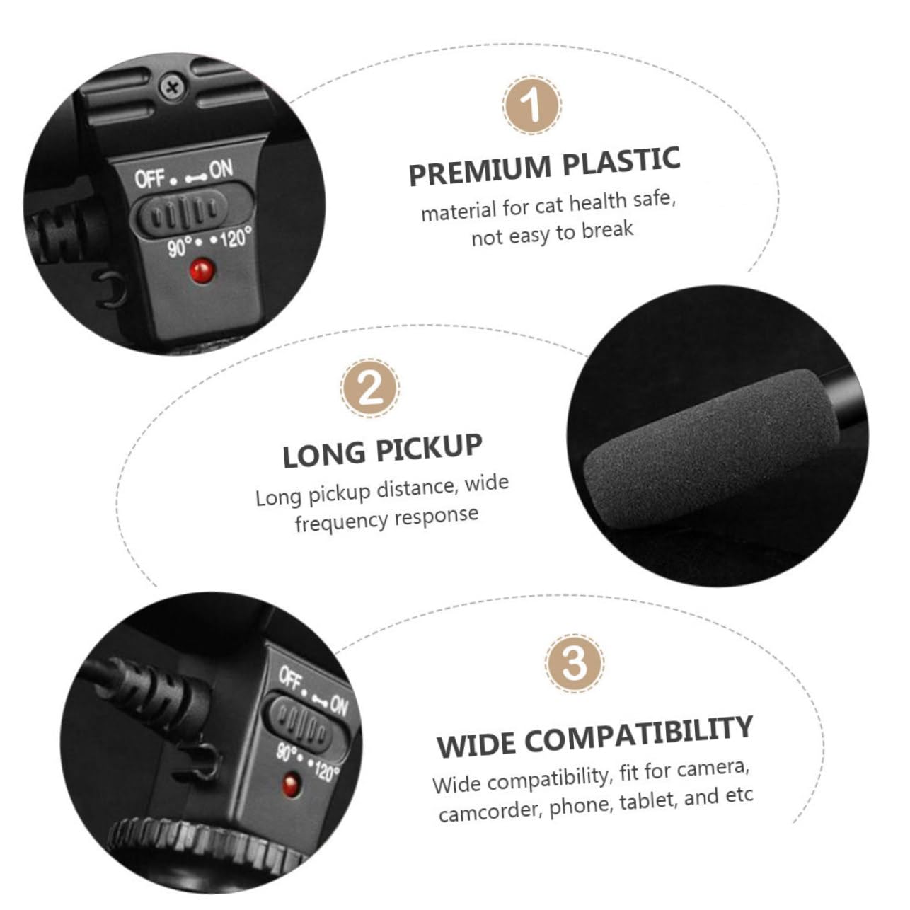 Hemobllo Microfono Per Video Dslr e Vlogging, Cardioide Leggero Cavo 3,5 Mm e Vite 1/4", Compatibile Fotocamere Per Interviste e Riprese Cinematografiche