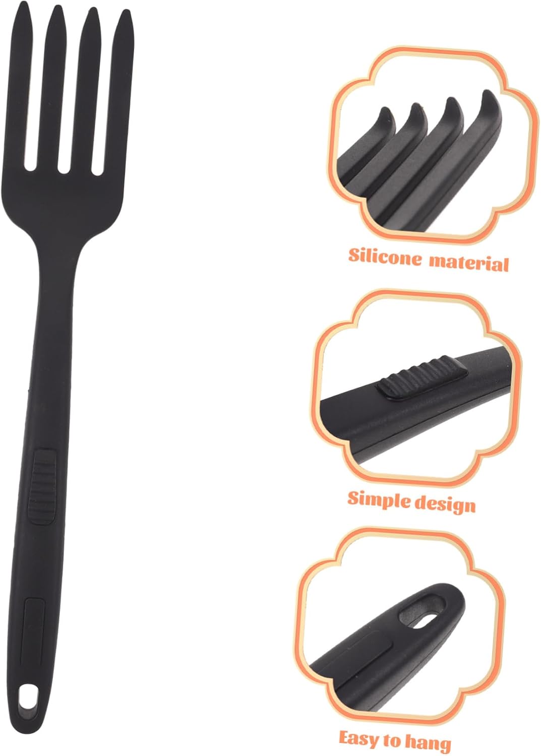 Silicone Cooking Fork Large Multi Function Pasta Fork for Noodle Cooking